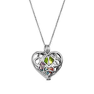 Personalized Interlocking Hearts With Birthstone Locket - Sterling Silver