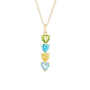 Custom Heart Birthstone Gold Necklace - 4 Stones