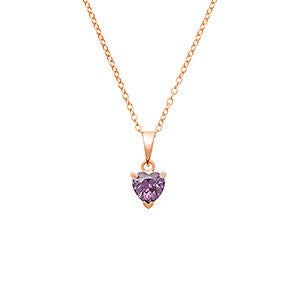 Custom Heart Birthstone Rose Gold Necklace - 1 Stone