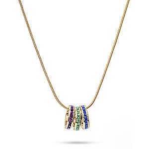 Stackable Birthstone Eternity Charm Necklace - Gold