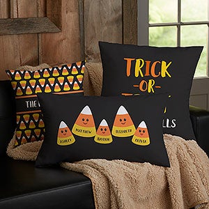 Candy Corn Family Personalized Halloween Throw Pillows - 31898