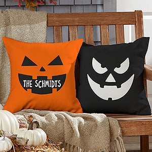 Jack-o'-Lantern Personalized Outdoor Throw Pillow - 16x16