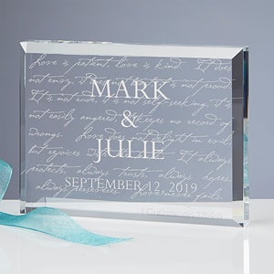 Personalized Love Is Patient Glass Keepsake Sculpture