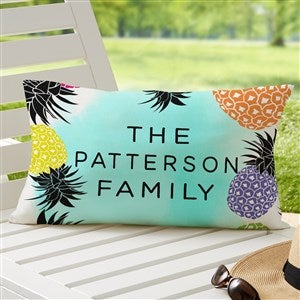 Pineapple Party Personalized Lumbar Outdoor Throw Pillow - 12x22