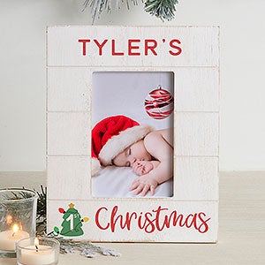 Baby's First Christmas Personalized Shiplap Frame 4x6 Vertical