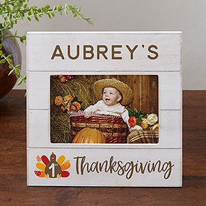 Baby's First Thanksgiving Personalized Shiplap Frame 4x6 Horizontal