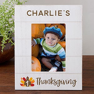 Baby's First Thanksgiving Personalized Shiplap Frame 5x7 Vertical