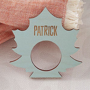 Gather & Gobble Personalized Blue Stain Wood Napkin Ring