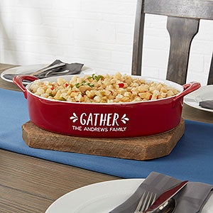 Gather & Gobble Personalized Classic Oval Baking Dish - Red