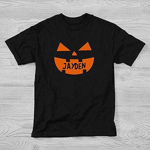 Jack-o'-Lantern Personalized Halloween Hanes Kids T-Shirt - Youth Medium - White