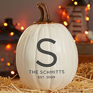 Family Initial Personalized Pumpkins - Large Cream