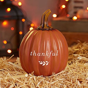 Grateful For Personalized Family Pumpkin - Small Orange