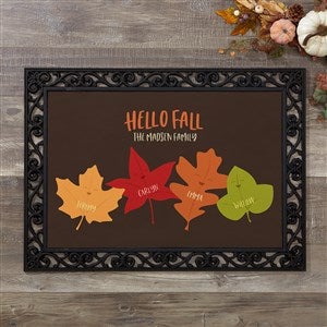 Fall Family Leaf Character Personalized Doormat - 18x27