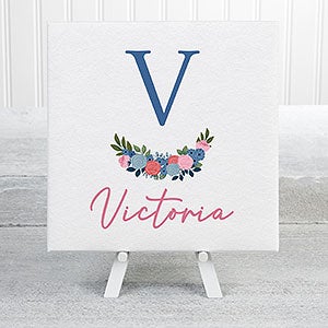 Blooming Baby Name Personalized Baby Canvas Print - 5.5x5.5