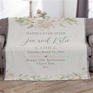 Floral Anniversary Personalized 56x60 Woven Throw