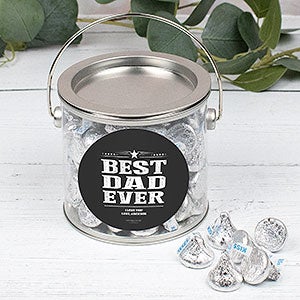 Best Dad Ever Personalized Silver Paint Can With Silver Kisses