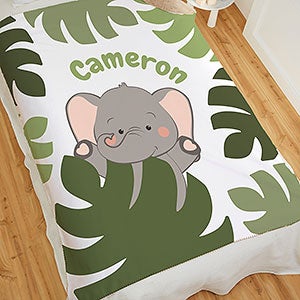 Jolly Jungle Elephant Personalized 50x60 Sherpa Baby Blanket