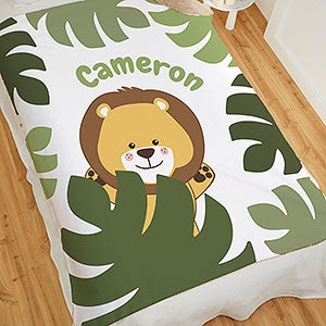 Jolly Jungle Lion Personalized 50x60 Sherpa Baby Blanket