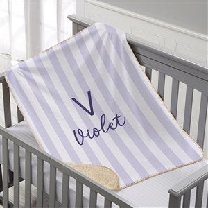 Delicate Stripes Personalized 30x40 Sherpa Baby Girl Blanket