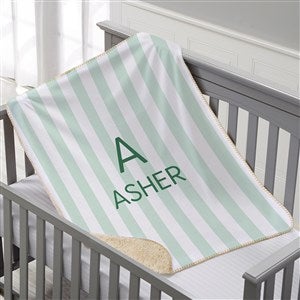 Delicate Stripes Personalized 30x40 Sherpa Baby Boy Blanket