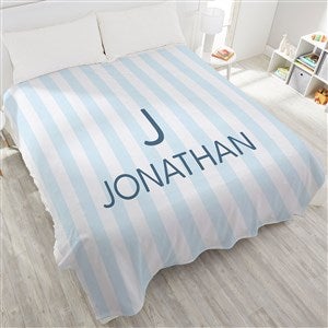 Delicate Stripes Personalized 90x90 Queen Plush Fleece Boy Blanket