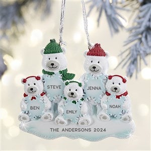 Polar Bear Family Personalized Ornament - 5 Names