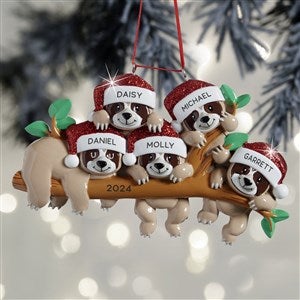 Sloth Family Personalized Ornament - 5 Name