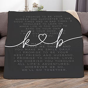 Drawn Together By Love Personalized Wedding Vows 50x60 Sherpa Blanket