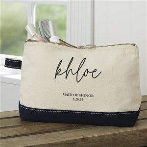 Drawn Together By Love Personalized Navy Makeup Bag