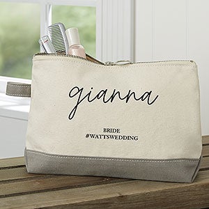 Drawn Together By Love Personalized Grey Makeup Bag