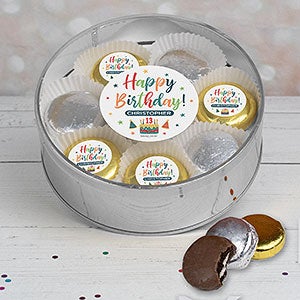 Bold Birthday X-Large Tin With 16 Chocolate Covered Oreo Cookies- Silver