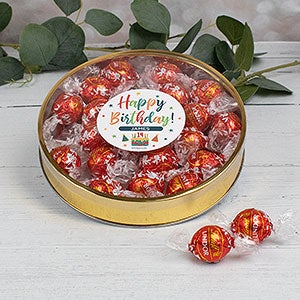 Bold Birthday Personalized Gold Lindt Gift Tin - Milk Chocolate