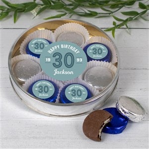 Modern Birthday For Him Large Tin With 8 Chocolate Covered Oreo Cookies - Silver