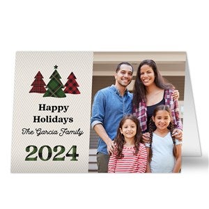 Plaids & Prints Personalized Photo Christmas Card - Signature - Set Of 15