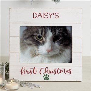 Pet's First Christmas Personalized Shiplap Frame - 5x7 Horizontal