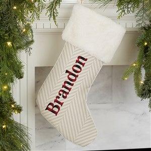 Plaid & Prints Personalized Ivory Faux Fur Christmas Stocking