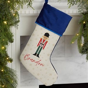 Sugarplum & Nutcracker Personalized Blue Christmas Stocking