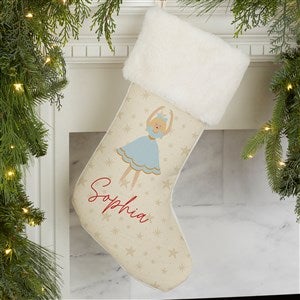 Sugarplum & Nutcracker Personalized Ivory Faux Fur Christmas Stocking