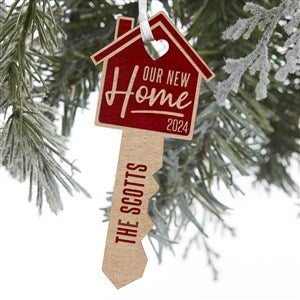 Our New Home Personalized Red Maple Wood Key Ornament