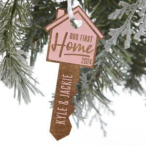 Our New Home Personalized Pink Stain Wood Key Ornament