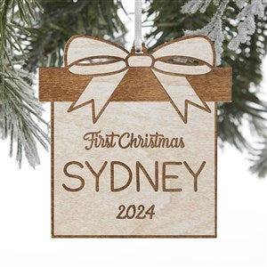 Baby Christmas Present Personalized Whitewash Wood Ornament