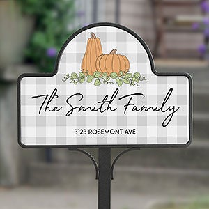 Precious Moments Pumpkins & Buffalo Check Personalized Garden Sign - 32877