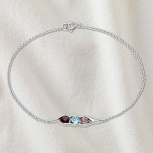 Peas In A Pod Personalized Sterling Silver Birthstone Bracelet - 3 Stones