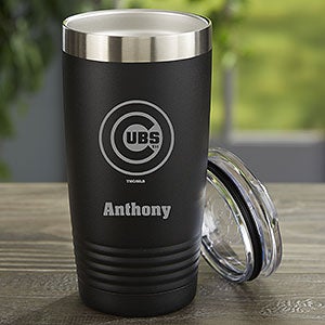 MLB Chicago Cubs Personalized 20 Oz. Black Stainless Steel Tumbler