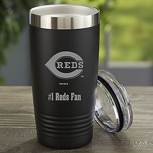 MLB Cincinnati Reds Personalized 20 Oz. Black Stainless Steel Tumbler