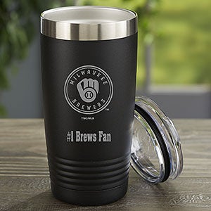 MLB Milwaukee Brewers Personalized 20 Oz. Black Stainless Steel Tumbler