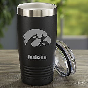 NCAA Iowa Hawkeyes Personalized 20oz Black Stainless Steel Tumbler