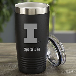 NCAA Illinois Fighting Illini Personalized 20 Oz. Black Stainless Steel Tumbler