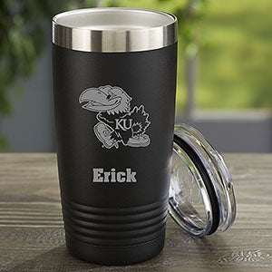 NCAA Kansas Jayhawks Personalized 20oz Black Stainless Steel Tumbler