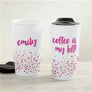 Sparkling Name Personalized Double-Wall Ceramic Travel Mug